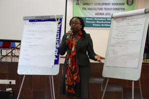 Dr. Yemisi Kuku-Shittu, Associate Research Fellow, sharing the capacity needs of research institutes.Photo: ©IFPRI/Ian Masias