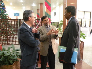 (From left to right) Dr George Mavrotas, Program Leader, Head of Office for IFPRI Nigeria, Dr Suresh Babu, IFPRI's Head of Capacity Strengthening and Prof. B. Y. Abubakar, executive Secretary of ARCN. Photo Credits- Elisabeth Douglas