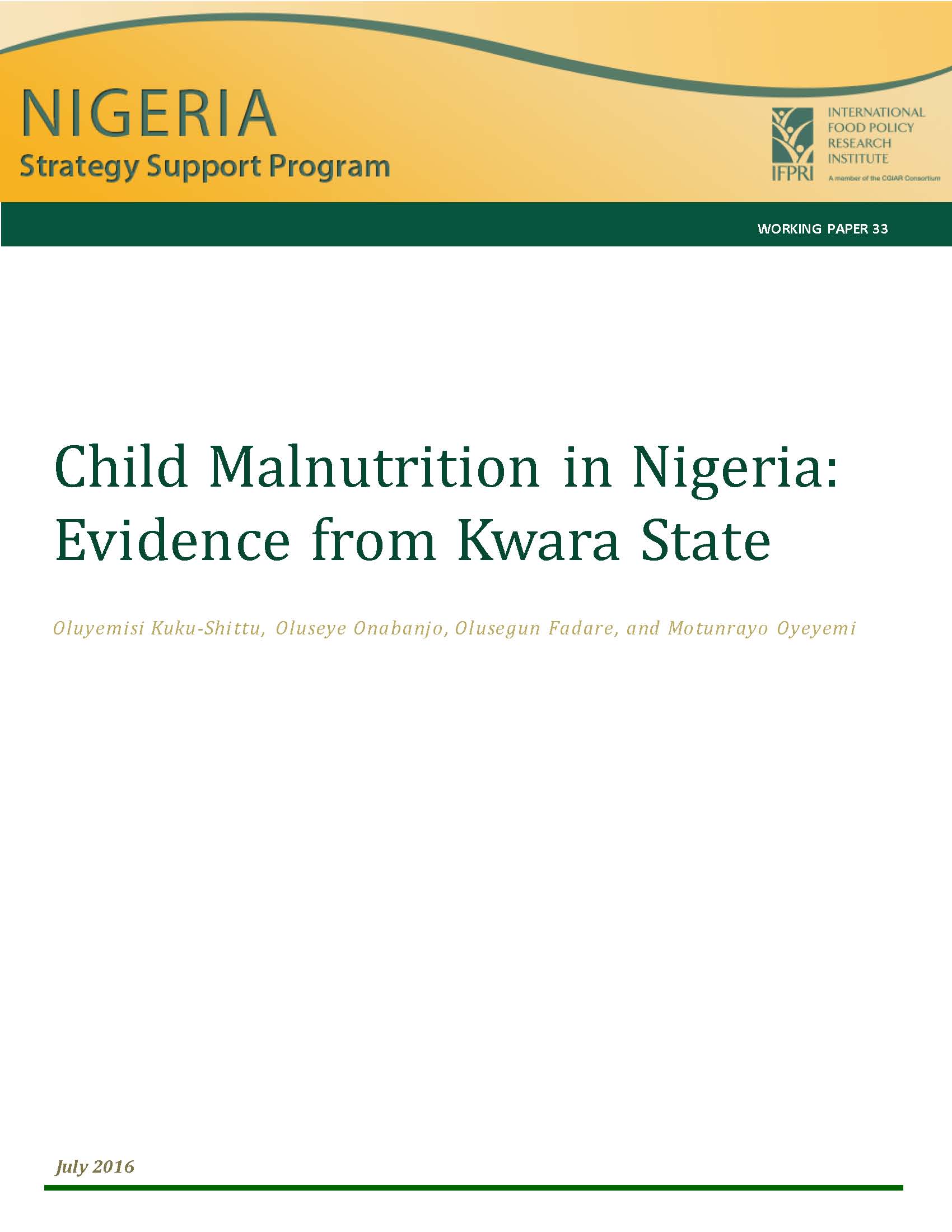 Number 33 in the NSSP Working Paper Series