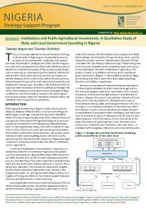 No. 38 in the IFPRI-NSSP Policy Note Series