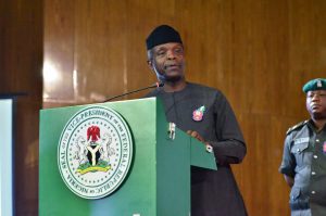 Nigeria's Vice-President, H.E. Yemi Osinbajo opening the conference